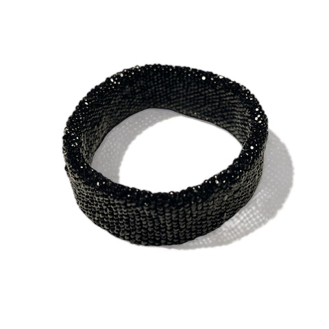 Bohemian Glass Bead Black Cuff Bracelet