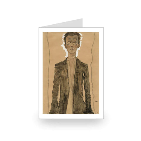 Egon Schiele: Self-Portrait in Brown Coat, 1910 [Single Card]
