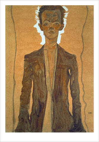 Egon Schiele: Self-Portrait in Brown Coat [Postcard]